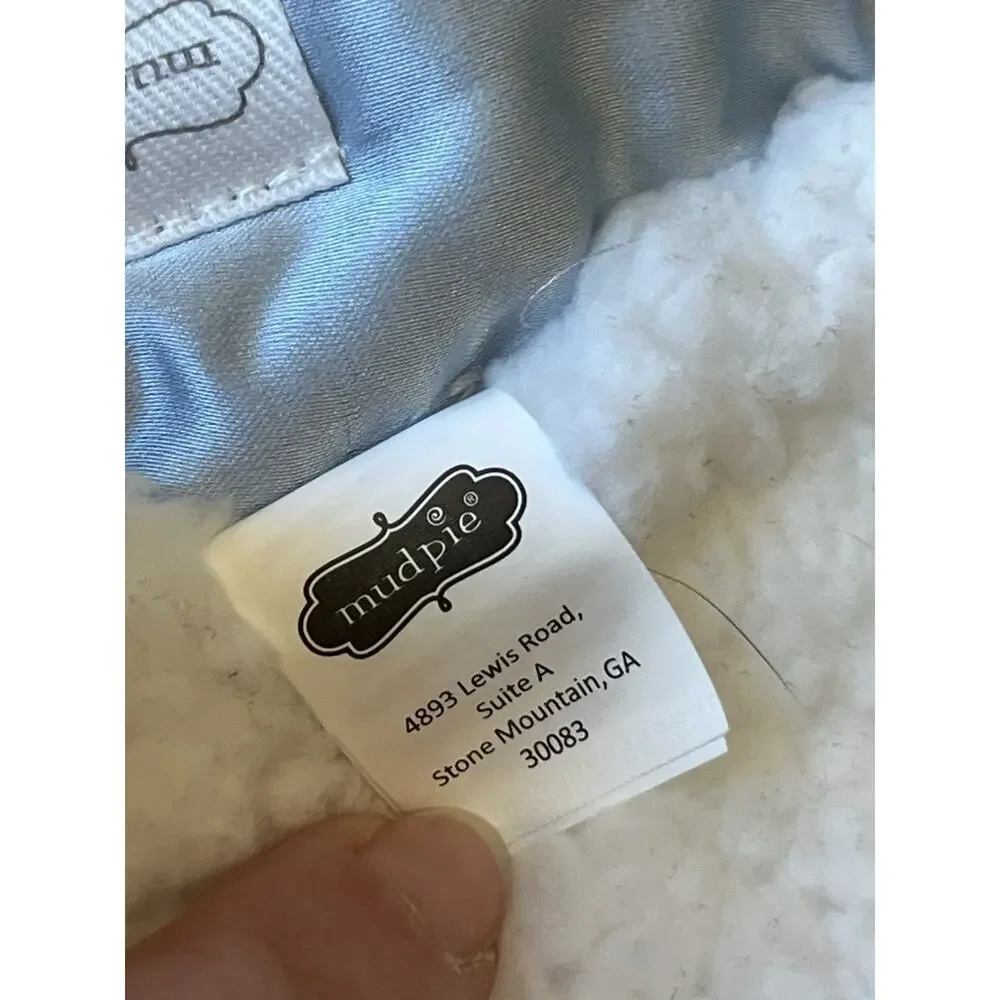 Mud Pie Dog Lovey Security Blanket White Blue Puppy Quote Spot In My Heart 12”
